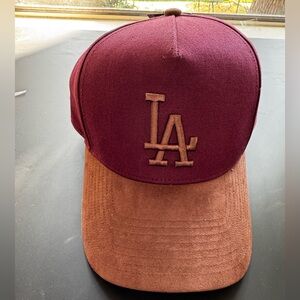 LA Burgundy and Brown Cap NWT